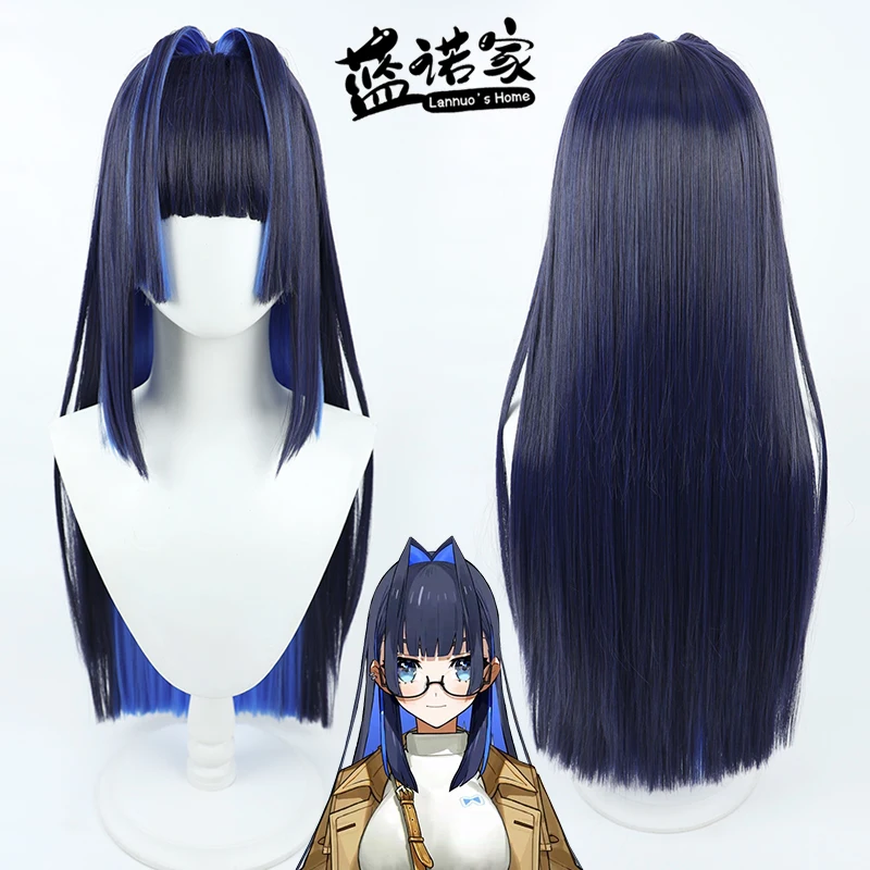 Virtual YouTube Vtuber Ouro Kronii Cosplay Wig Halloween Carnival Party Props Synthetic Hair Heat Resistant Fiber + Wig Cap