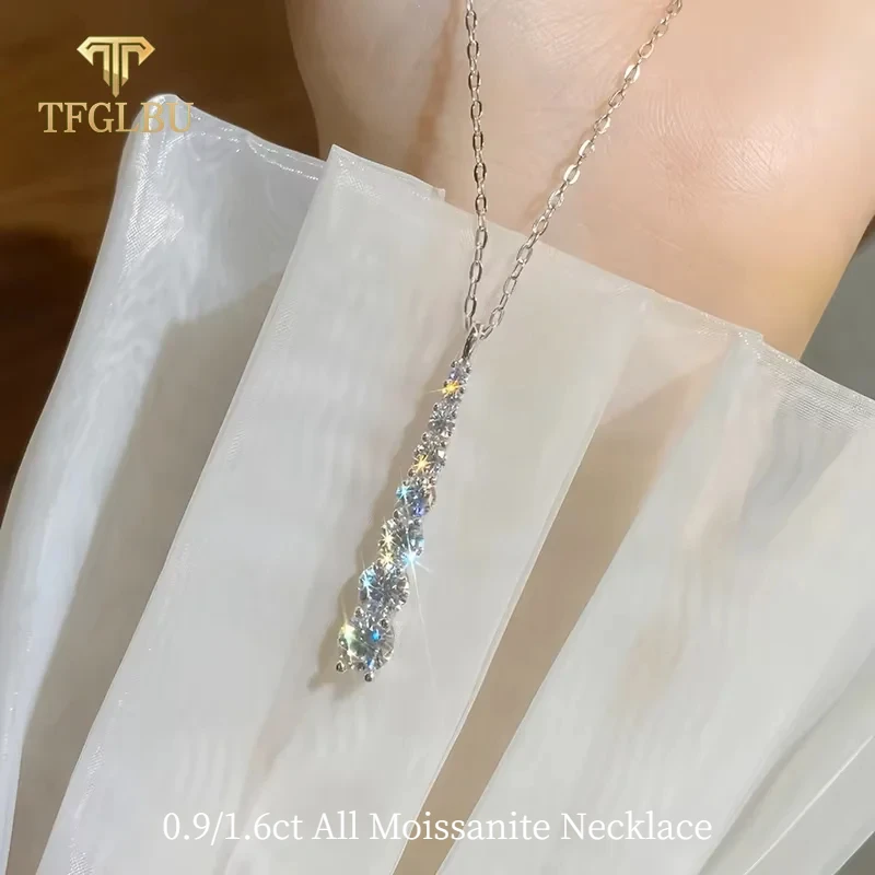 TFGLBU D Vvs1 – collier Moissanite pour femmes, excellente coupe, diamant de laboratoire, cadeau d'anniversaire de mariage, bijoux en argent Sterling GRA S925-image