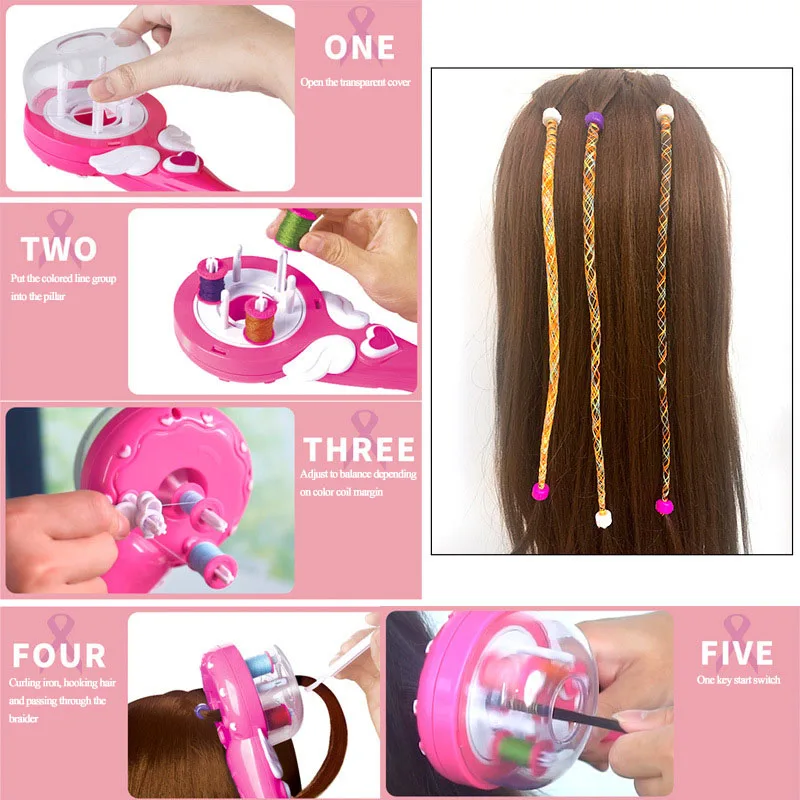 Children'S Magic Hair Braid Modeling Toy Set Girl Tie Hair Creative Makeup Automatic Hair Braid Braiding Electric Diy Tools