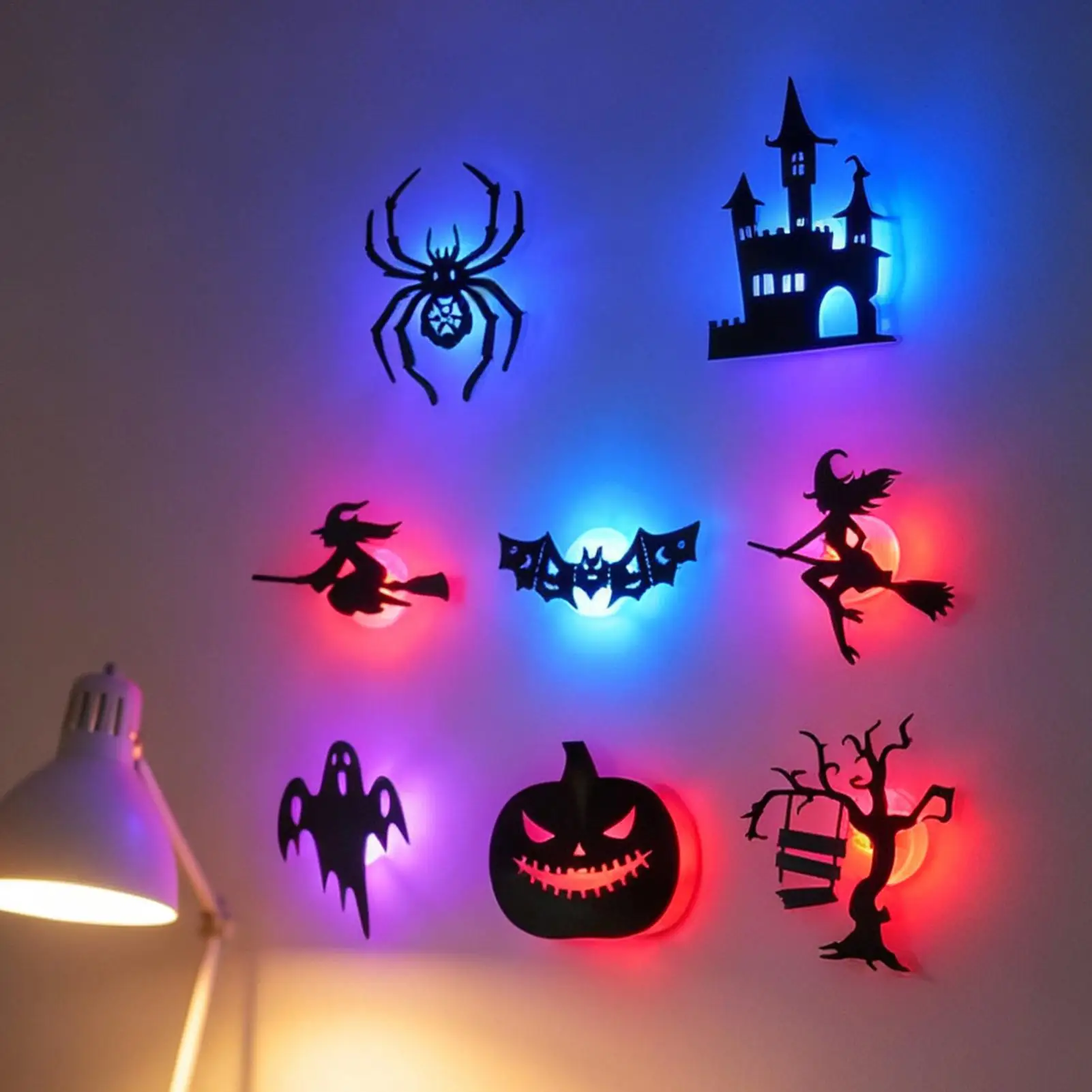 Halloween Wall Stickers 3D Effect Hollow Cutout 3D Wall Decals Halloween Theme Festive Style Decorative Wall Stickers