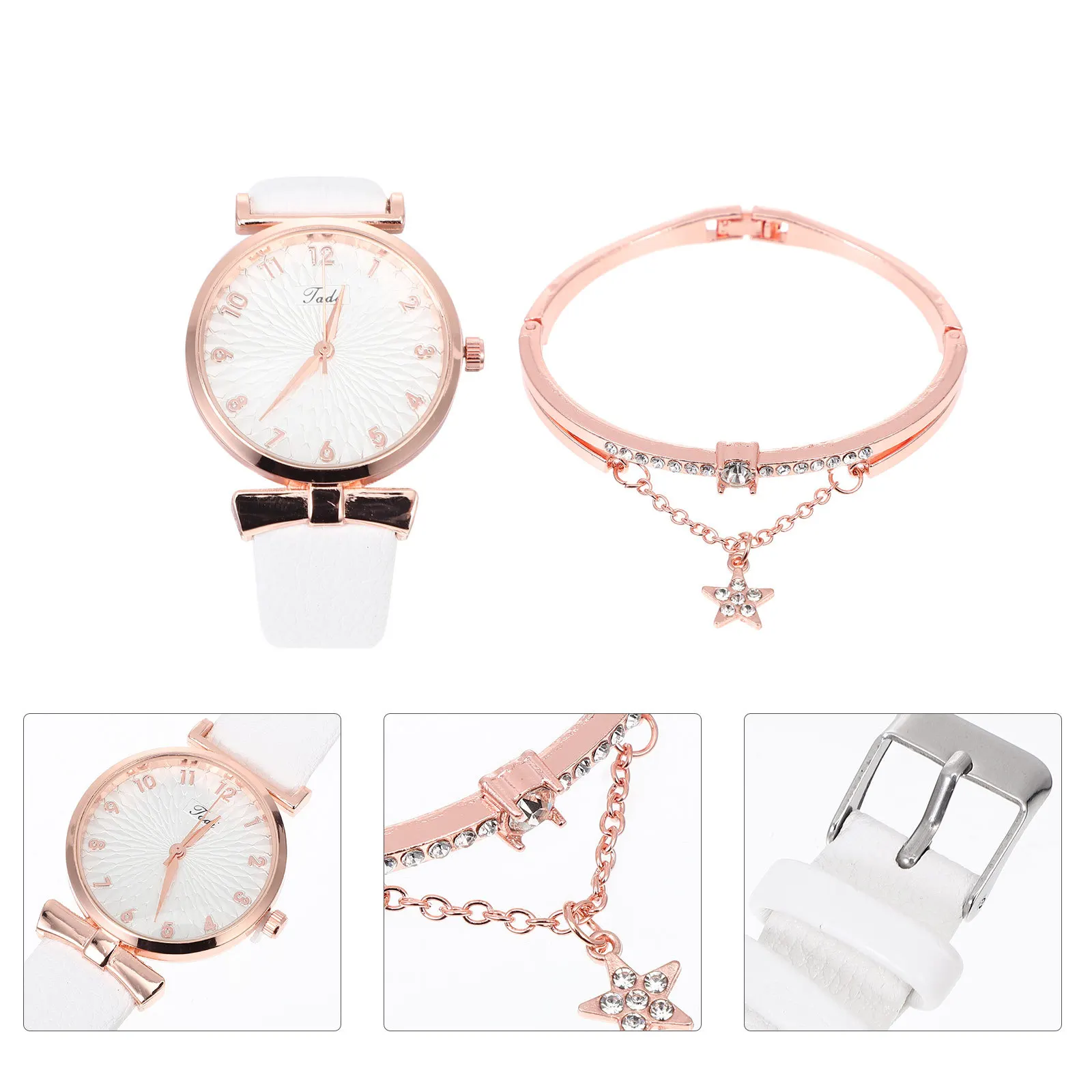 

1 Set Stylish Quartz Watch Bangle For Women Shiny Lady Bracelet Set Durable Comfortable Outdoor Party Banquet