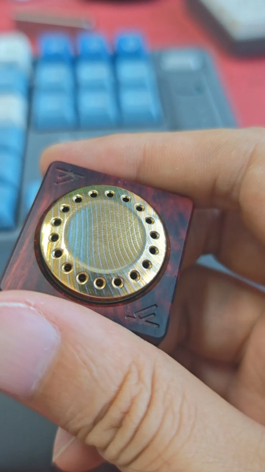 Used EDC Almost Brand New GD EDC Square 2.0, Lobular Red Sandalwood + Copper Horse (pickling) Color Scheme,
