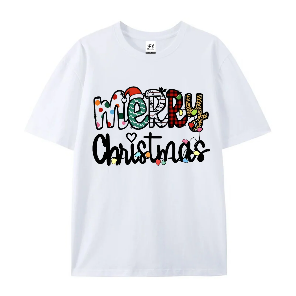Women Short Sleeve T Shirt Merry Christmas Leopard Plaid Letter Print Crew Neck Casual Loose Holiday Xmas Basic Tees