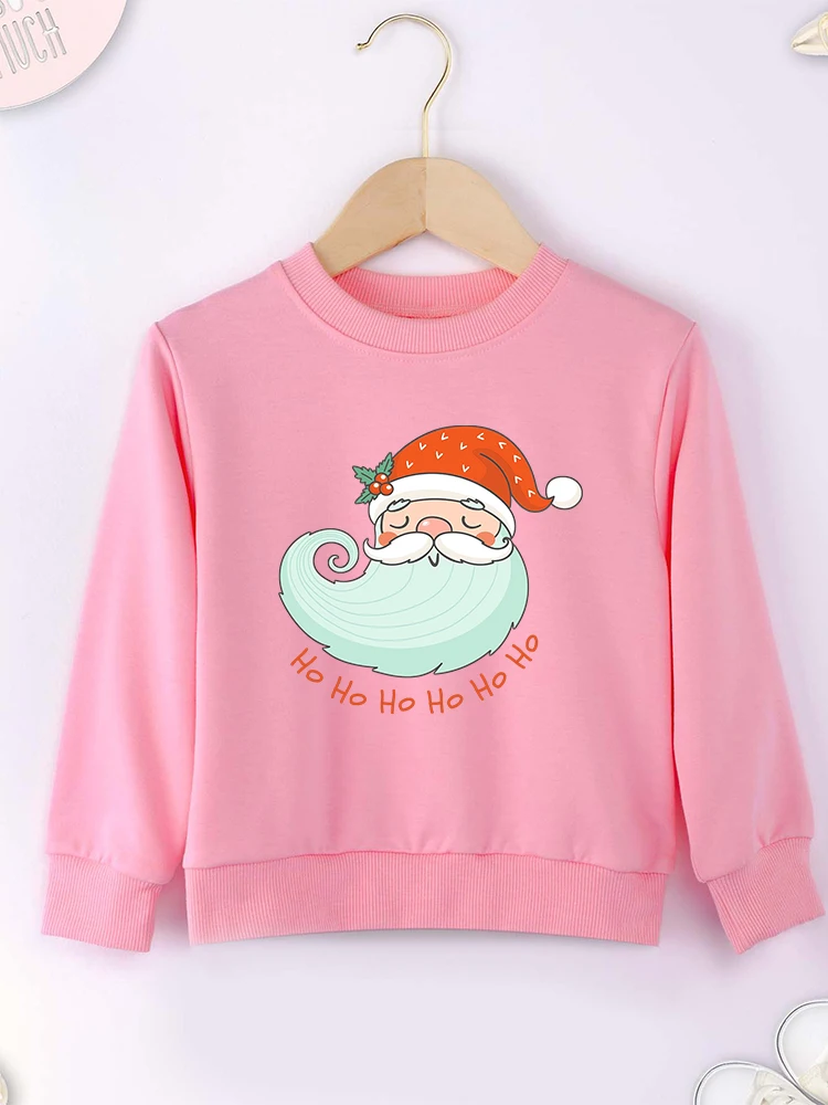 Cute Santa Claus Cartoon Boy Girl Christmas Clothes Red Long Sleeve O-neck Sweatshirt Festival Fashion Home Xmas Kids Hoodie