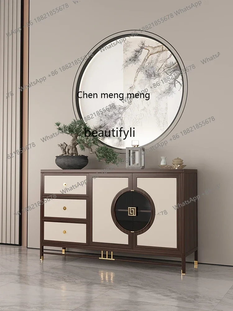 D178 Ugyen Wood Dining Side Solid Wood Simplicity Modern Shelf Storage Household Restaurant Entrance Cabinet