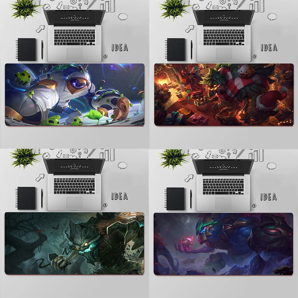 League Of Legends Maokai เม้าส์สำหรับเล่นเกมขนาดใหญ่ Mouse Pad PC Gamer คอมพิวเตอร์แผ่นรองเมาส์ขนาดใหญ่เมาส์แป้นพิมพ์โต๊ะเมาส์ Pad