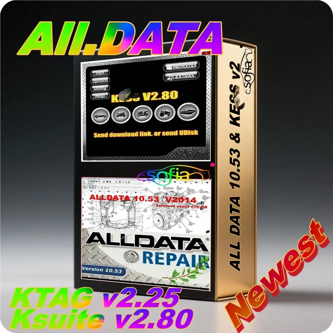 

Newest alldata Auto Data Repair Diagram Software alldata 10.53 autel diagnostic K.suite 2.80 Newest software work with KE.SS V2