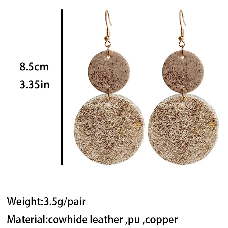 New Large Water Drop Shape Real Cowhide Leopard Earrings Western Original Leather Earrings Denim Earrings Gift Wholesale