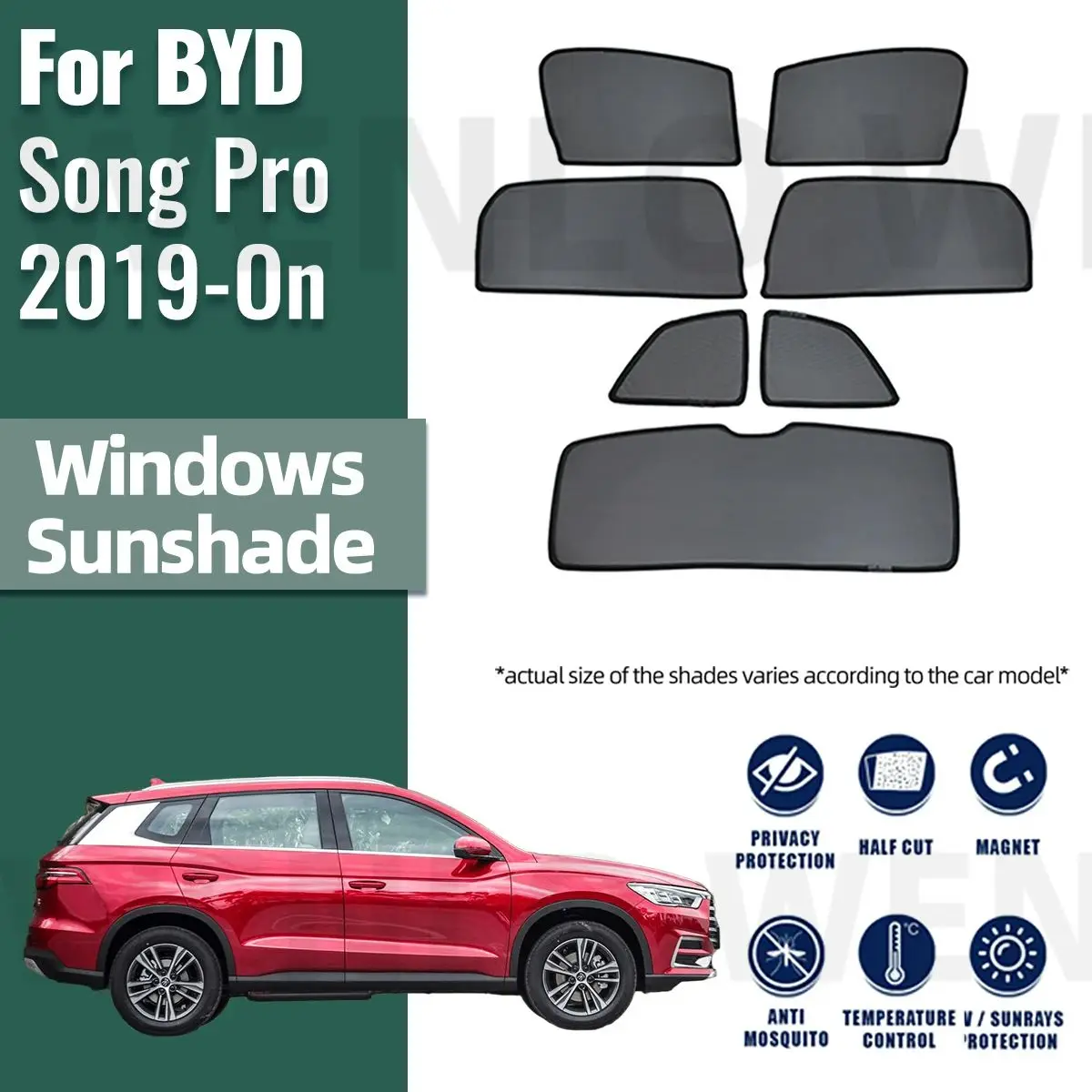 

For BYD Song Pro 2019-2023 2024 2025 Magnetic Car Sunshades Front Rear Windshield Blind Curtain Baby Side Window Sun Shade Visor
