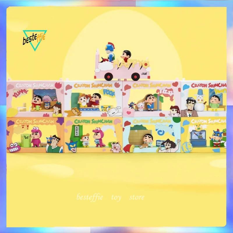 Popmart Crayon Shin Chan Life Theater Series Scenes Series Scenes Blind Box Room Display Shin Chan Anime Figures Girl Toy Gift