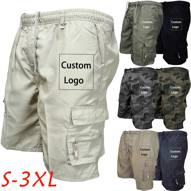 Custom Your Logo Men's Summer Fashion Shorts  Customize Any Design Style Print Casual Pant Trousers Capris