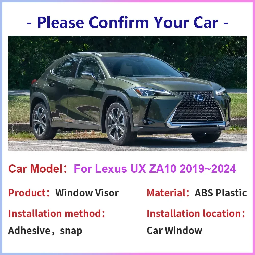 For Lexus UX ZA10 250h 200 F Sport 2019~2024 Car Window Sides Sun Rain Visor Guards Vent Smoke Covers Awning Shelter Accessories