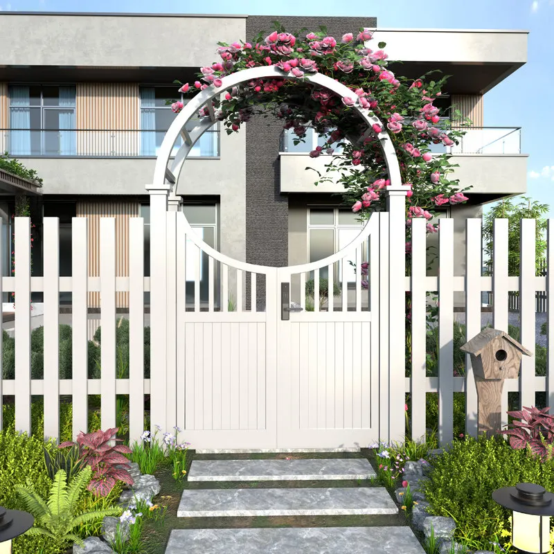 

Aluminum alloy courtyard door Arched garden Wrought iron villa door European louver Stainless steel