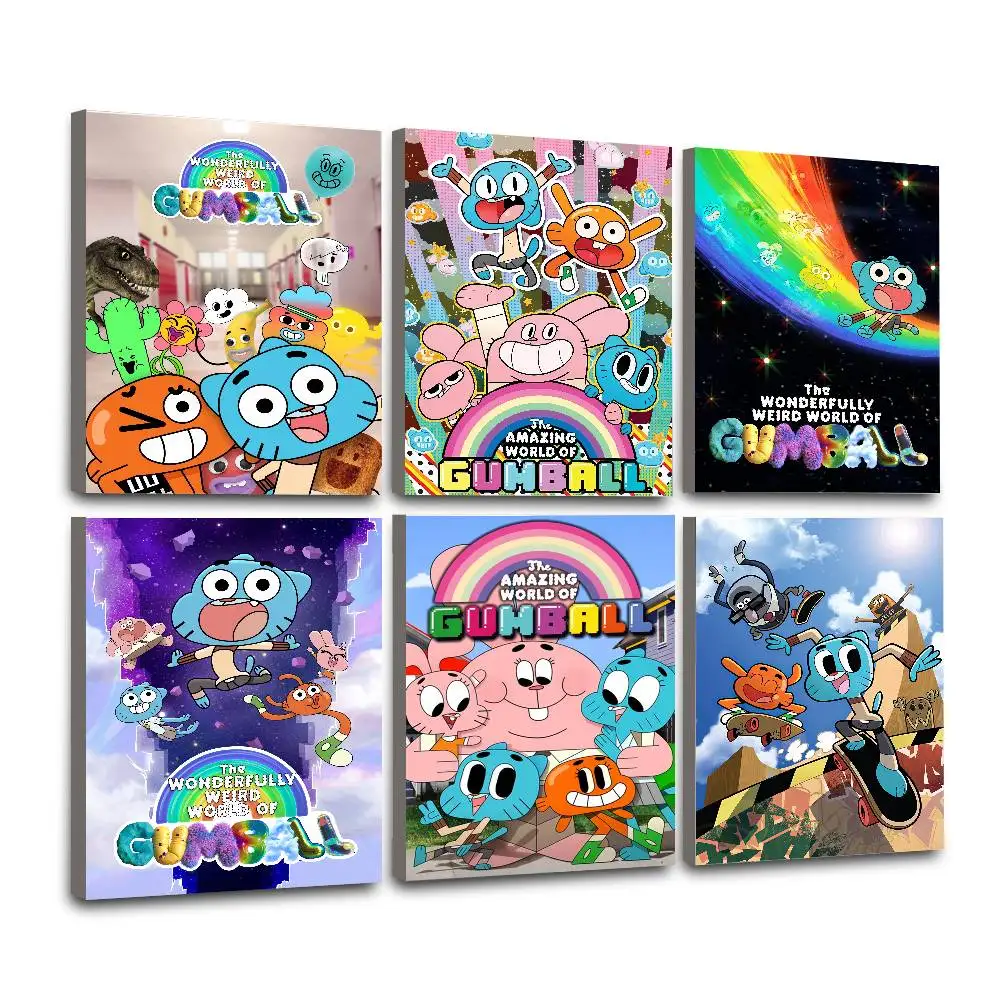 T-The Amazing World of Gumball lassic Cover Canvas Painting Print Poster For Living Room Wall Art Home Decor Pictures Gift