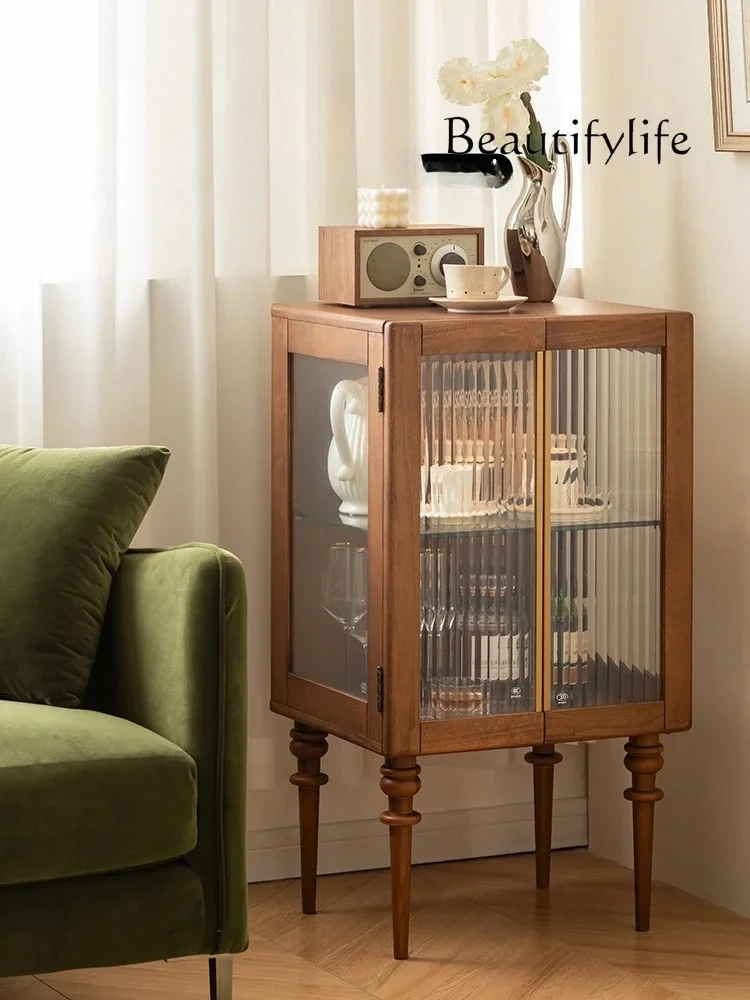 

muebles para hogar Стеклянный шкаф во французском стиле Бытовой простой шкаф для хранения из цельного дерева