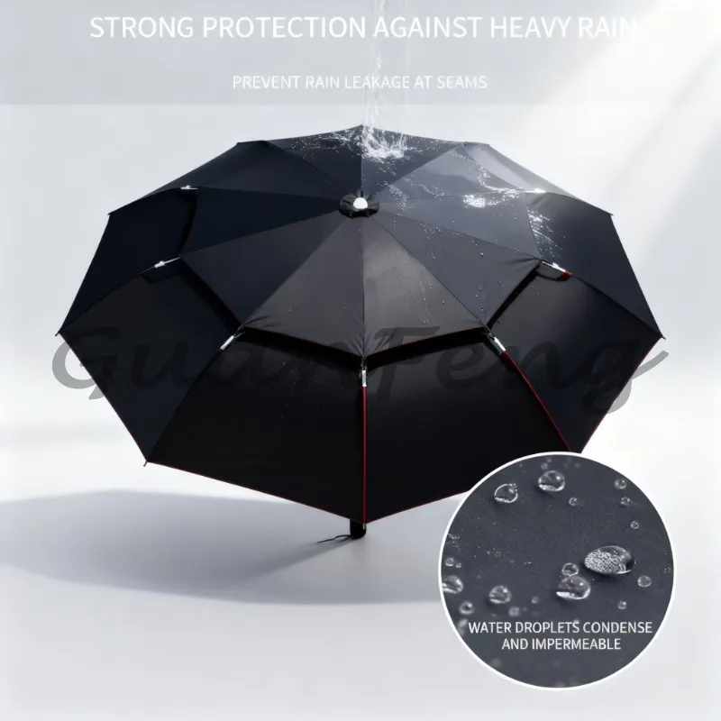 Windproof Large Outdoor Parasol, 1.8‑2.6M Double‑Layer Foldable Sun Shade Umbrella for Garden Beach Fishing Patio Backyard Use