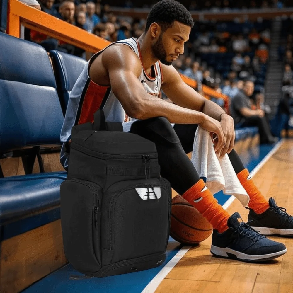 

Large Capacity Basketball Backpack Shoes Compartment Waterproof Sports Bag Breathable Separate Ball Holder Soccer Ball Backpack