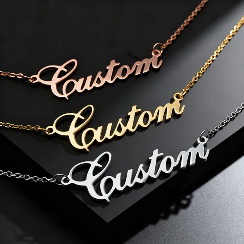 

Ожерелье-чокер из нержавеющей стали с именной гравировкой для женщин и мужчин, персонализированное, золотое, серебряное, ювелирное украшение, подарок для девушек