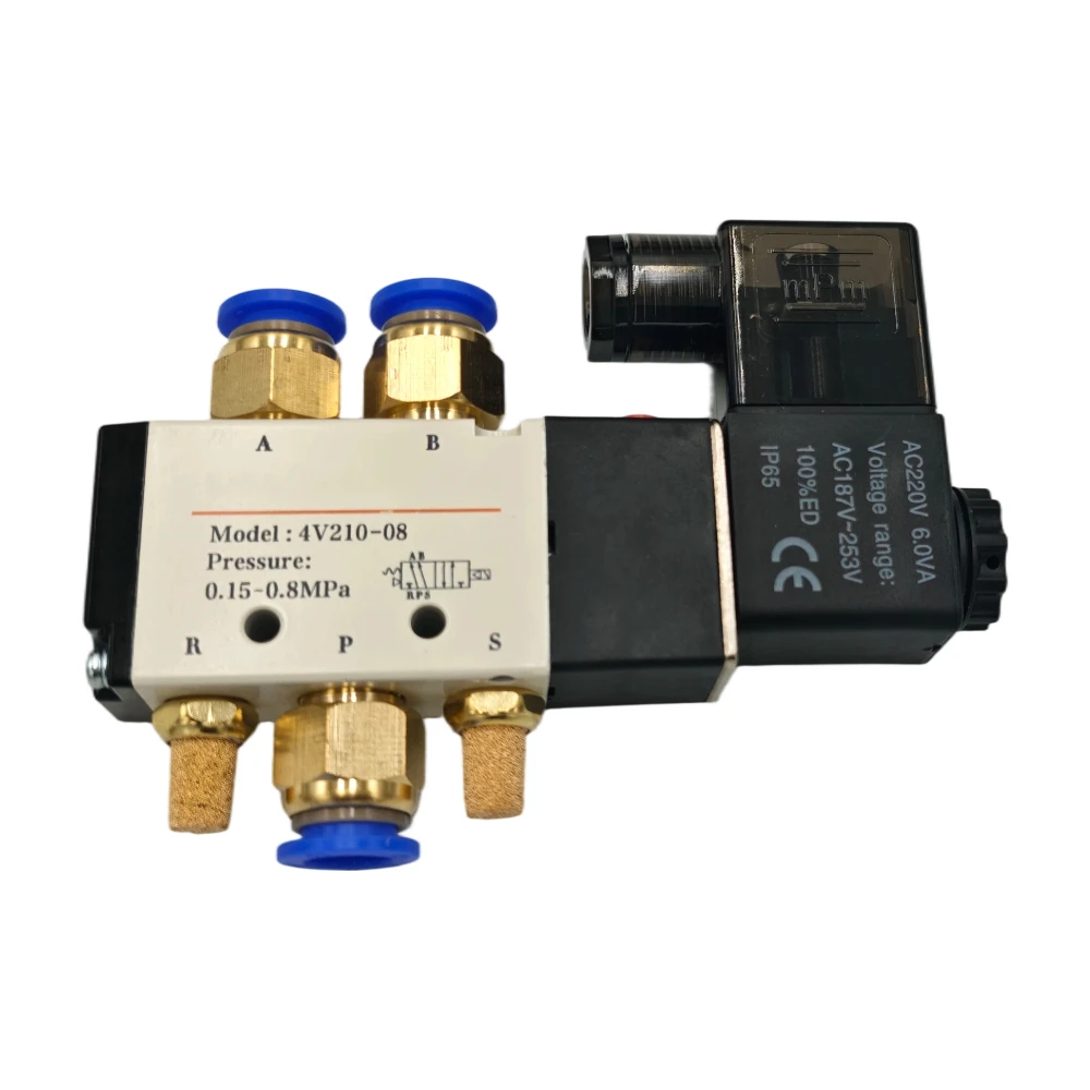 4V210-08 Pneumatic Electric Solenoid Valve 5-Way 2-Position Control Air/Gas Magnetic with 12V 24V 110V 220V Coil Volt Options