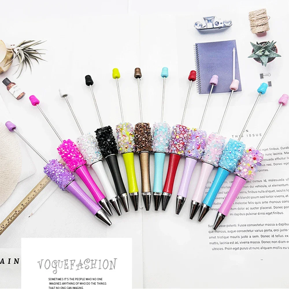 

Colorful Beaded Ballpoint Pen Student Writing Pens DIY Stationery School Office Supplies