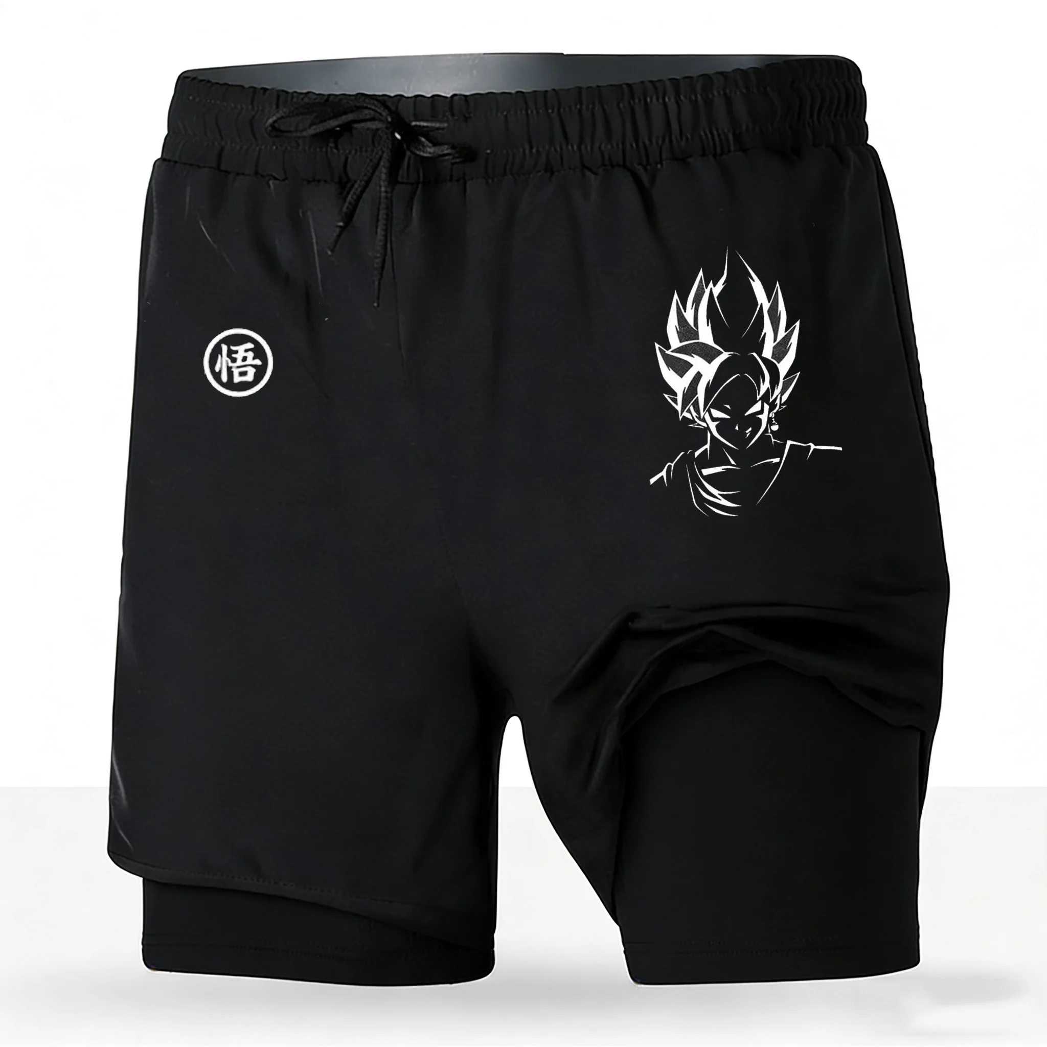 

Dragon Ball Z Goku Super Saiyan Go Kanji 2 in 1 Performance Athletic Shorts 2026 Anime Gym Workout Shorts for Men Women