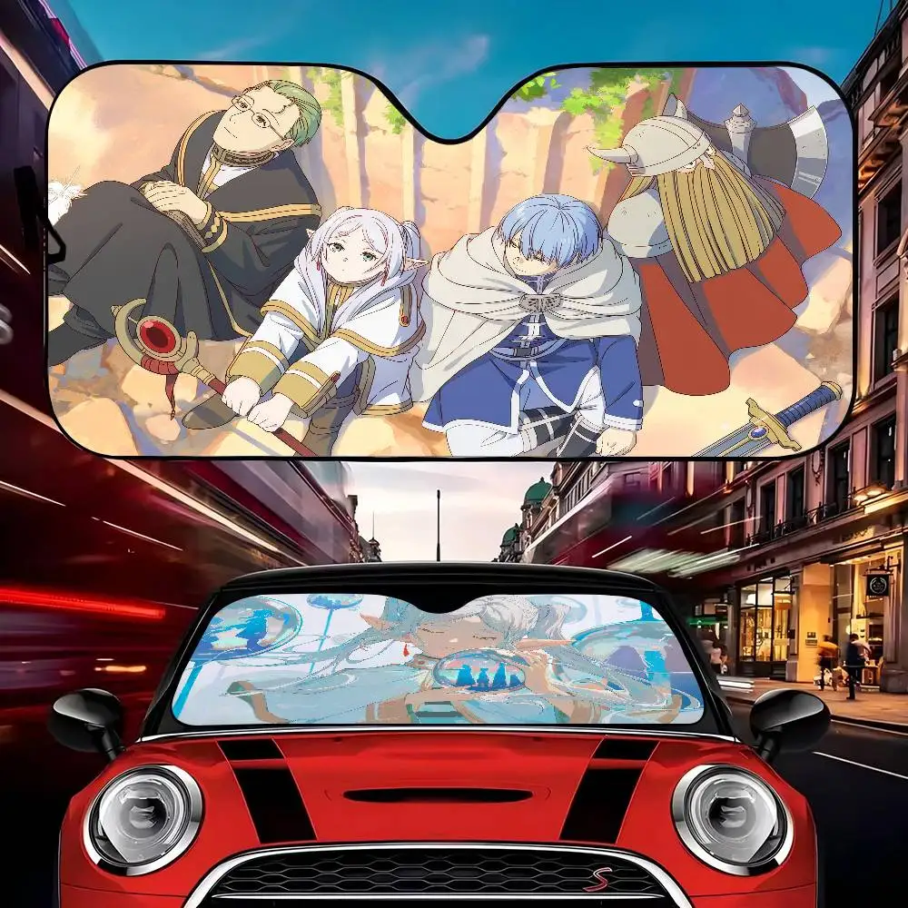 

Popular Anime Frieren Beyond Journeys End Sunshade Windscreen Fold-up Car Front Windshield 70x130cm Car Window Windscreen Cover