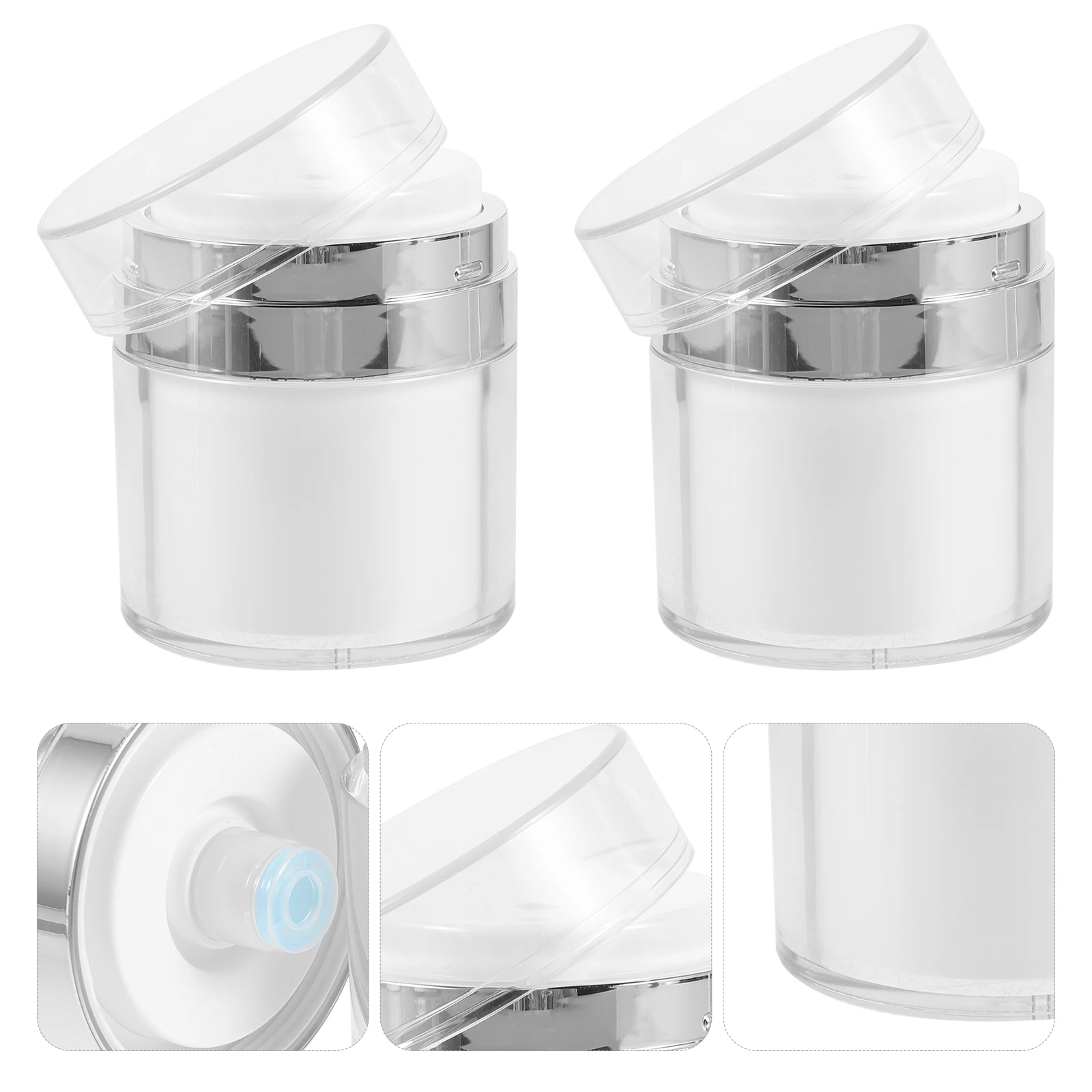 

2pcs Airless Vacuum Pump Bottles 50Ml Refillable Jars For Creams Lotions Moisturizers Lightproof White Dispenser Travel
