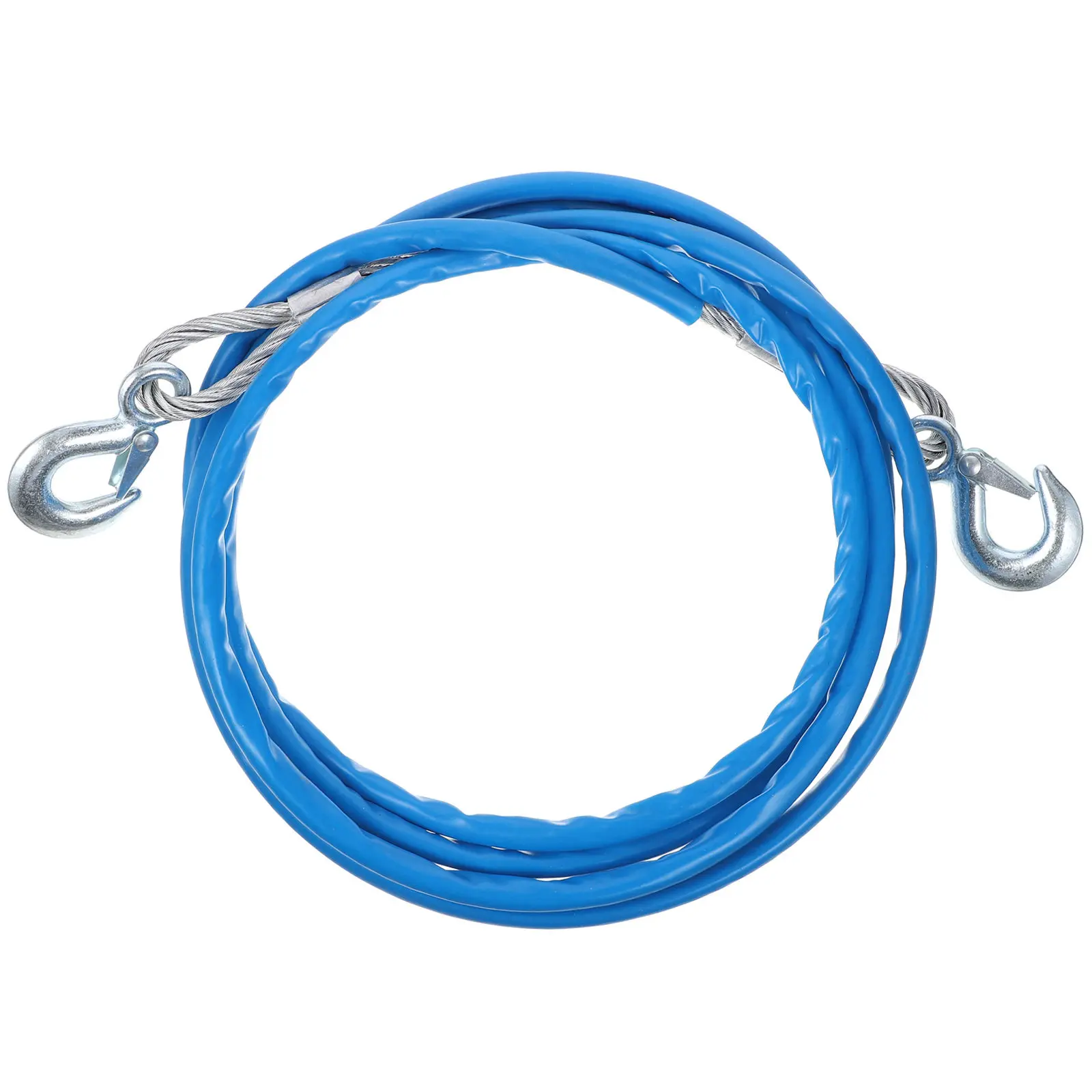 1Pcs 4M Fluorescent Trailer Rope Steel Wire Hauling Cable with Forged Iron Hooks Vibration Dampening Sturdy Car Winch
