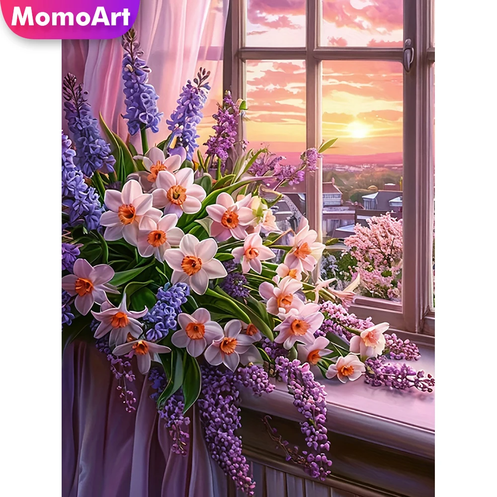 

Momoart Landscape Diamond Painting Window DIY Embroidery Flower Picture Rhinestones Diamond Mosaic New Arrival Handmade Hobby