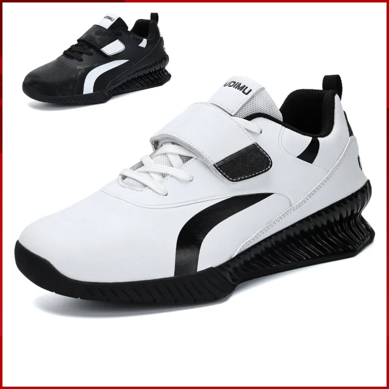 

2024 Hook Loop Style Professional Weightlifting Sneakers for Men Women Breathable Powerlifting Shoes Comfortable Fitness Sneaker