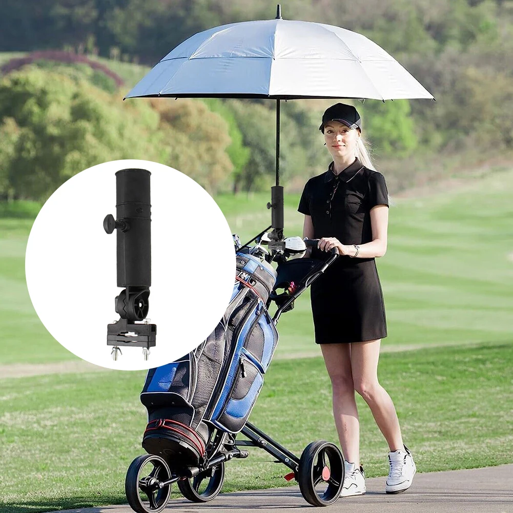 Golf Trolley Umbrella Stand Universal Golf Umbrella Holder Clip Golf Push Cart Umbrella Mounting Attachment Golf Accessories