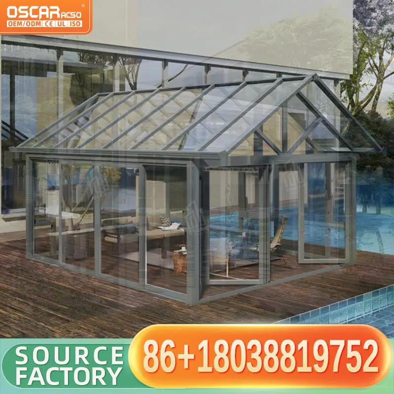 Modern Aluminum Sunroom Custom Design Double Tempered Glass Waterproof Solarium for Courtyard Hotel in 1 year Warranty High Reor