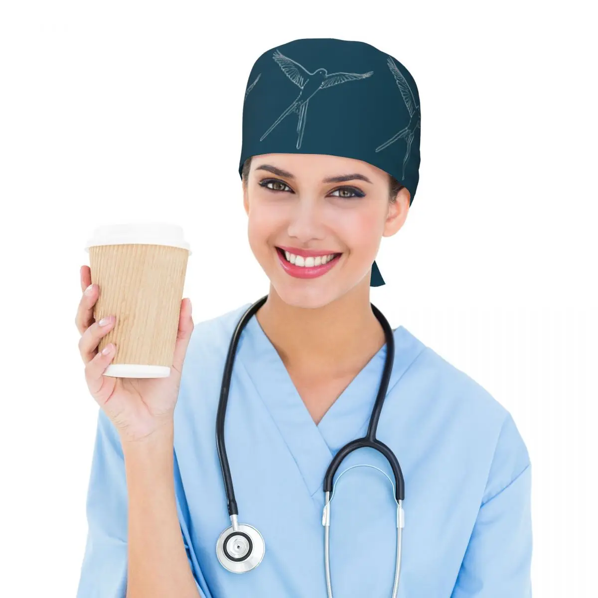 Wingspan Board Game Bird Outlin Scrub Hat Doctor Working Surgical Cap Unisex Adjustable Nursing Caps for Dentist