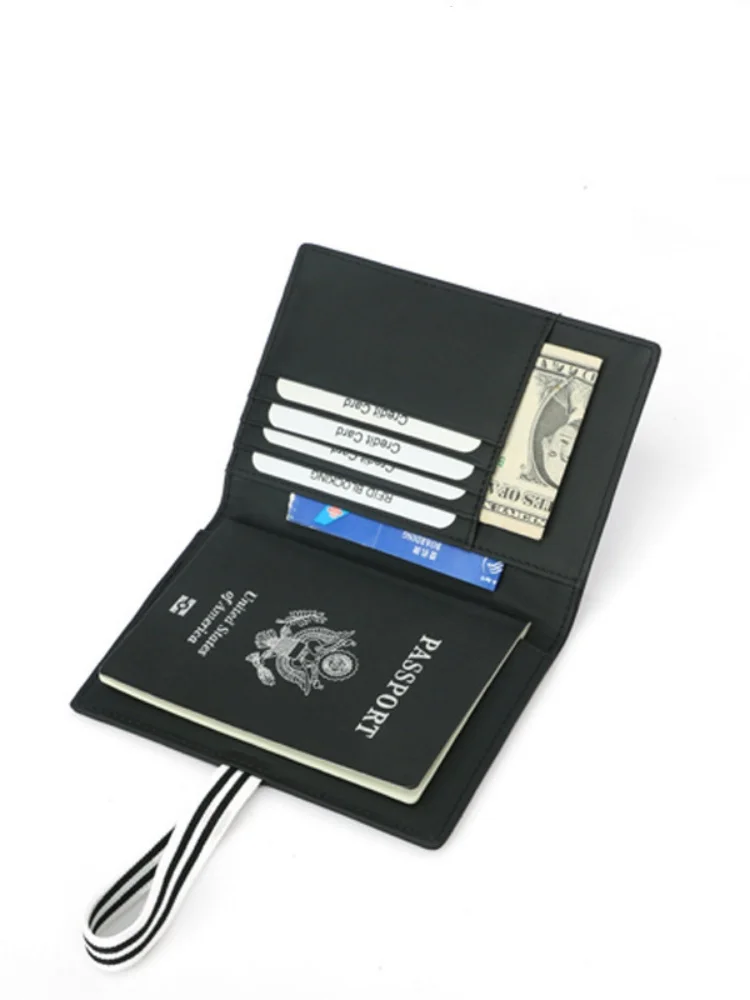 

Passport Holder RFID Blocking Genuine Leather on Cover for Passport Bag Multifunctional Travel Air Ticket Leather Case Wallet