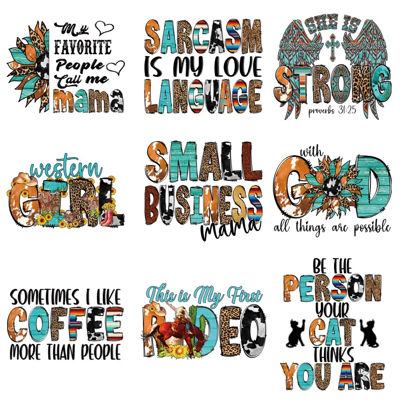 9piece Coffee God Theme Transfer Sticker On Clothes DIY Washable With God All Thing Is Possible Iron On Patches Applique Decor