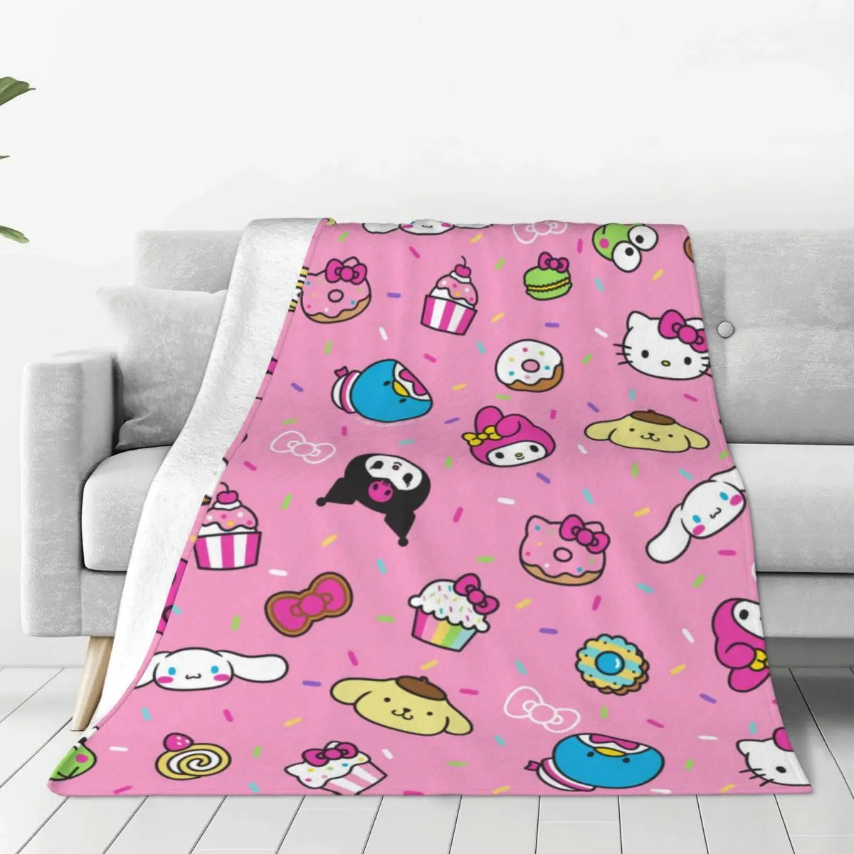 Hello Kitty Super Soft Blanket Camping Plush Throw Blanket Funny Couch Chair Flannel Bedspread Sofa Bed Cover