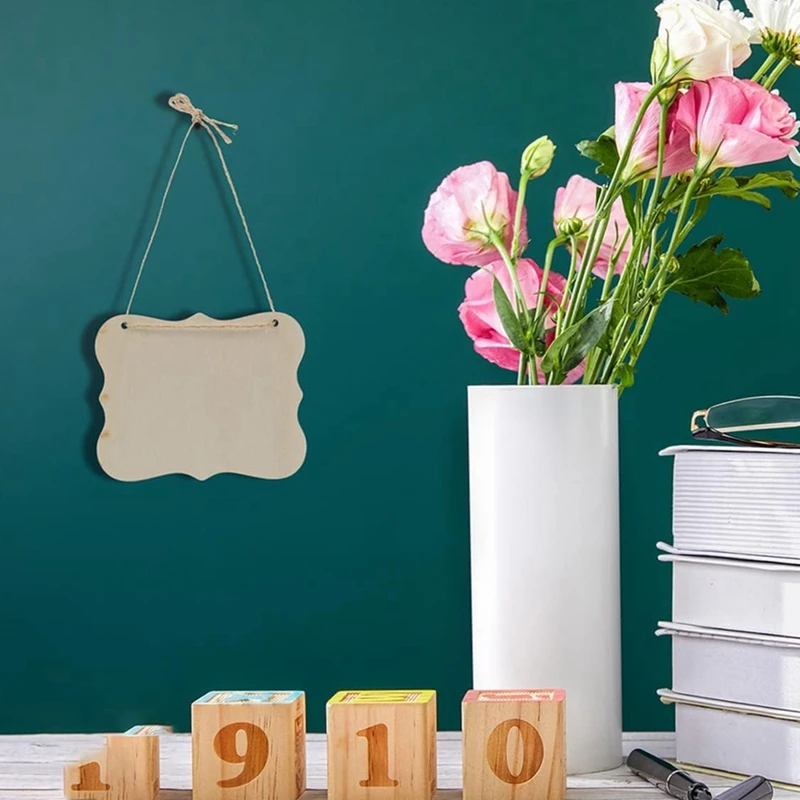 24Pcs Blank Wood Chips Ornament Front Door Sign Blank Signs For Listing Blank Wood Slices Wood