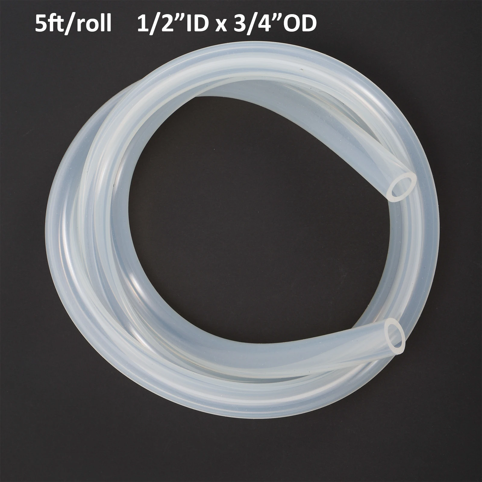 Homebrew Silicone Tubing - 1/2 inch ID X 3/4 inch OD 5ft/roll Clear Food Grade Transferring Hot Liquids Tastes or odors Free