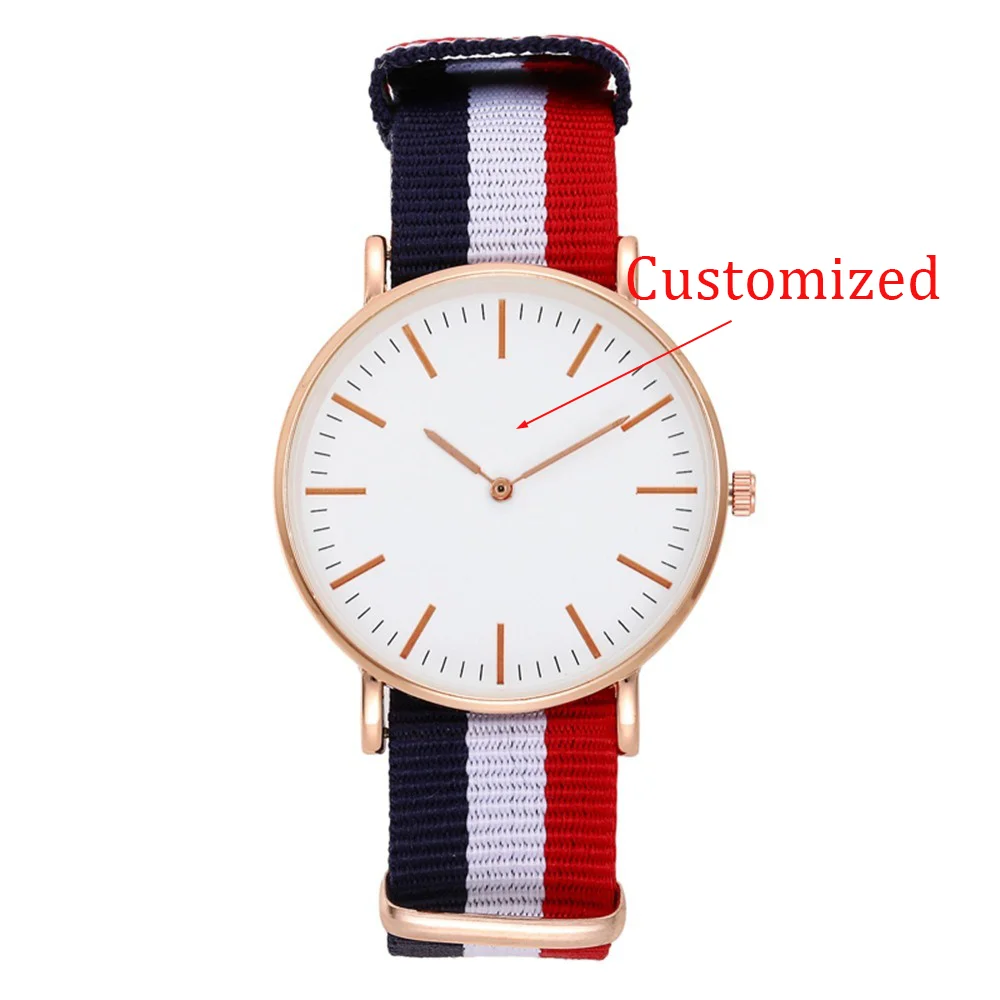 New fashion casual two pin watch nylon strap women's watch simple canvas strap quartz watch can be customized