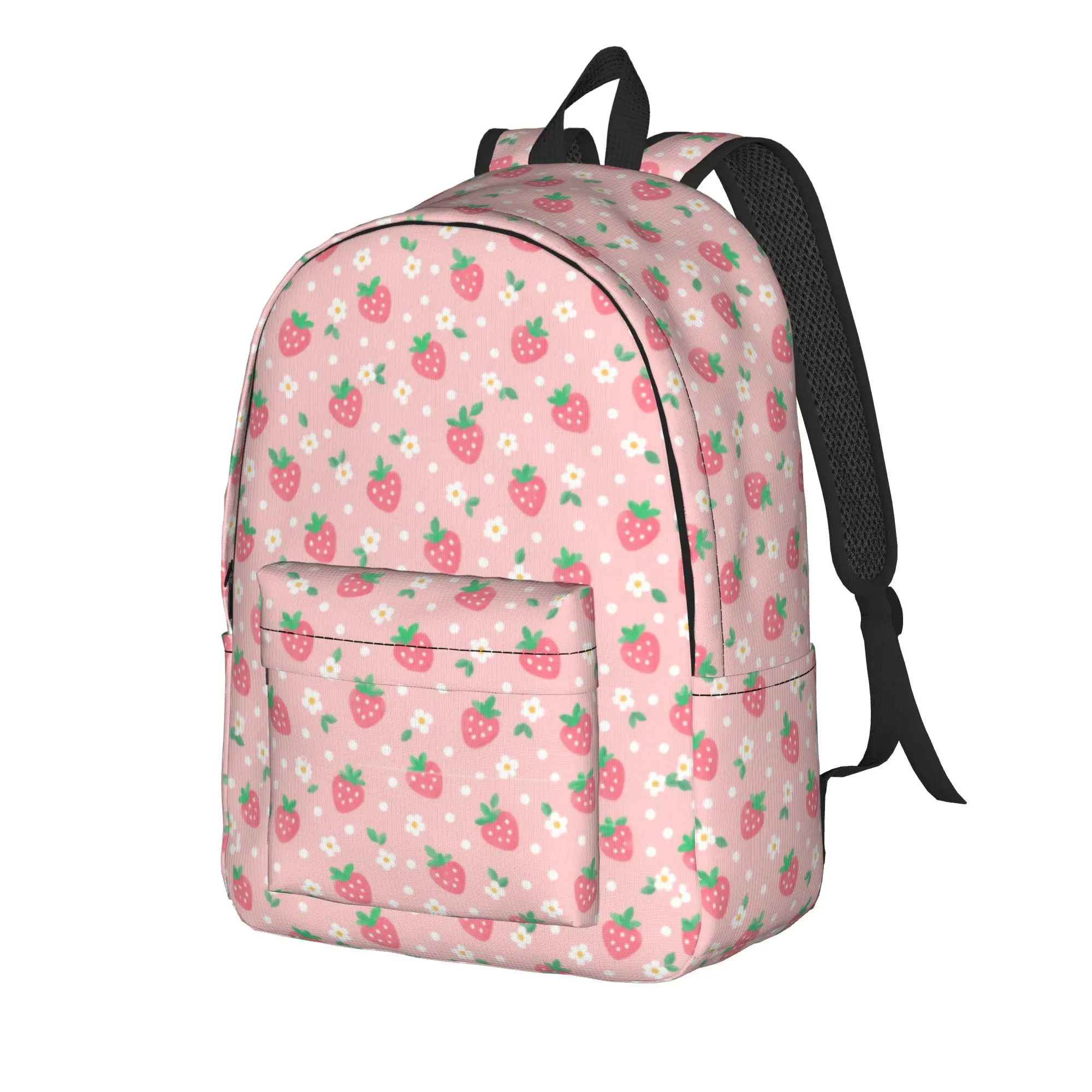 Soft Strawberry Pattern Backpack Female  Soft Backpacks Polyester Elegant School Bags Cycling Design Rucksack