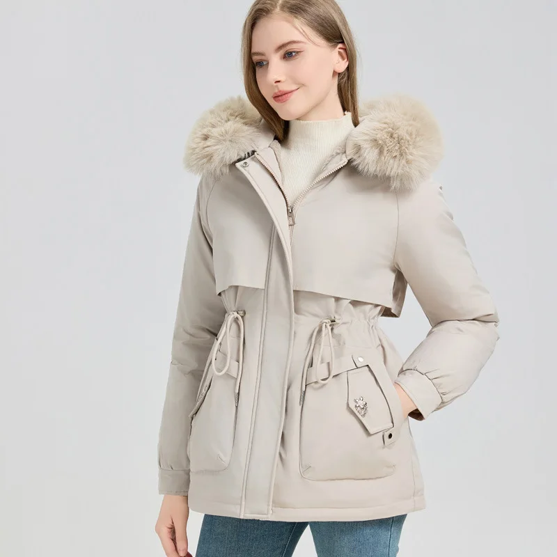 ﻿ ITOOLIN NEW  Casual Streetwear Female Puffer Outwear Wool Lined Hooded Down Jacket Winter coat Jacket