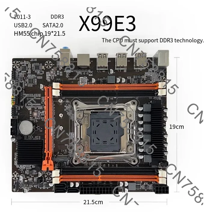 X99E3 DDR3 HM55 Small board, Main board LGA 2011-3 desktop computer main board DDR3 memory