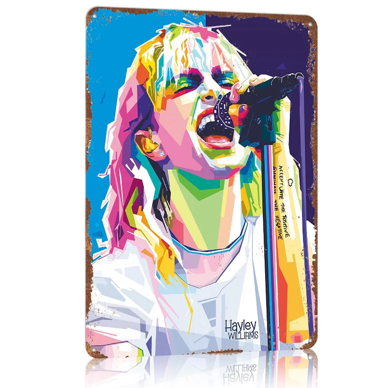 Hayley Williams Popart Music Aluminum Metal Poster Wall Art Mural Customizable Metal Tin Signs for Wall Art Decoration Man Cave