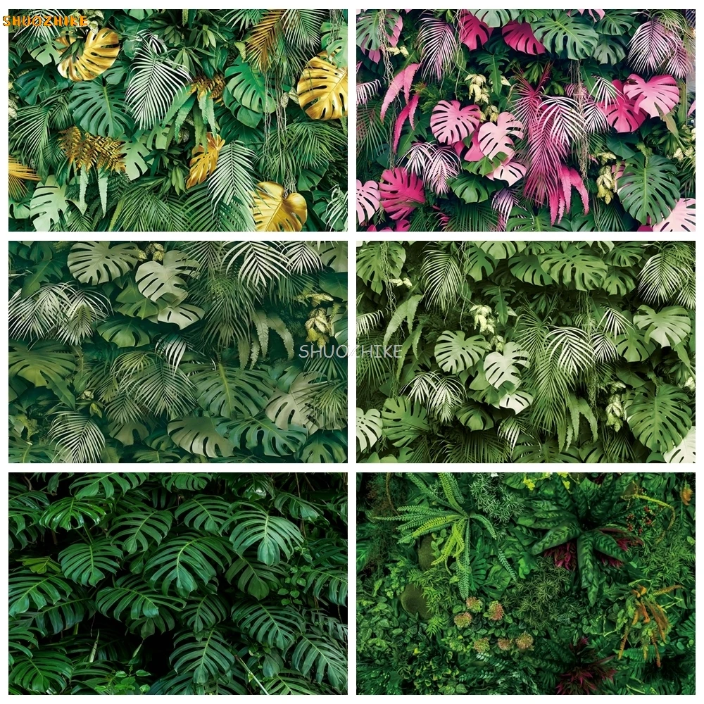 

Tropical Jungle Safari Green Leaves Backdrop Spring Summer Wedding Birthday Party Baby Shower Photography Background Photo Props