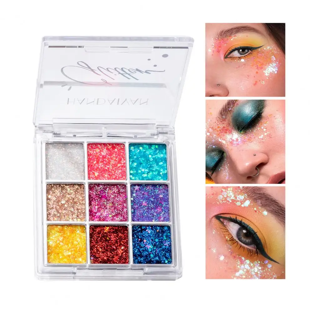 Eyeshadow Palette Paste Fitly Professional Cosmetics 9-color Beauty Sequins Makeup Eyeshadow   Sequin Eye Shadow  for Girl