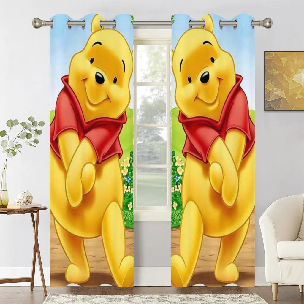 Winnie The Pooh And The Wind Blows Window Curtains  for Living Room Bedrooms 2 pieces Aesthetic Room Decoration