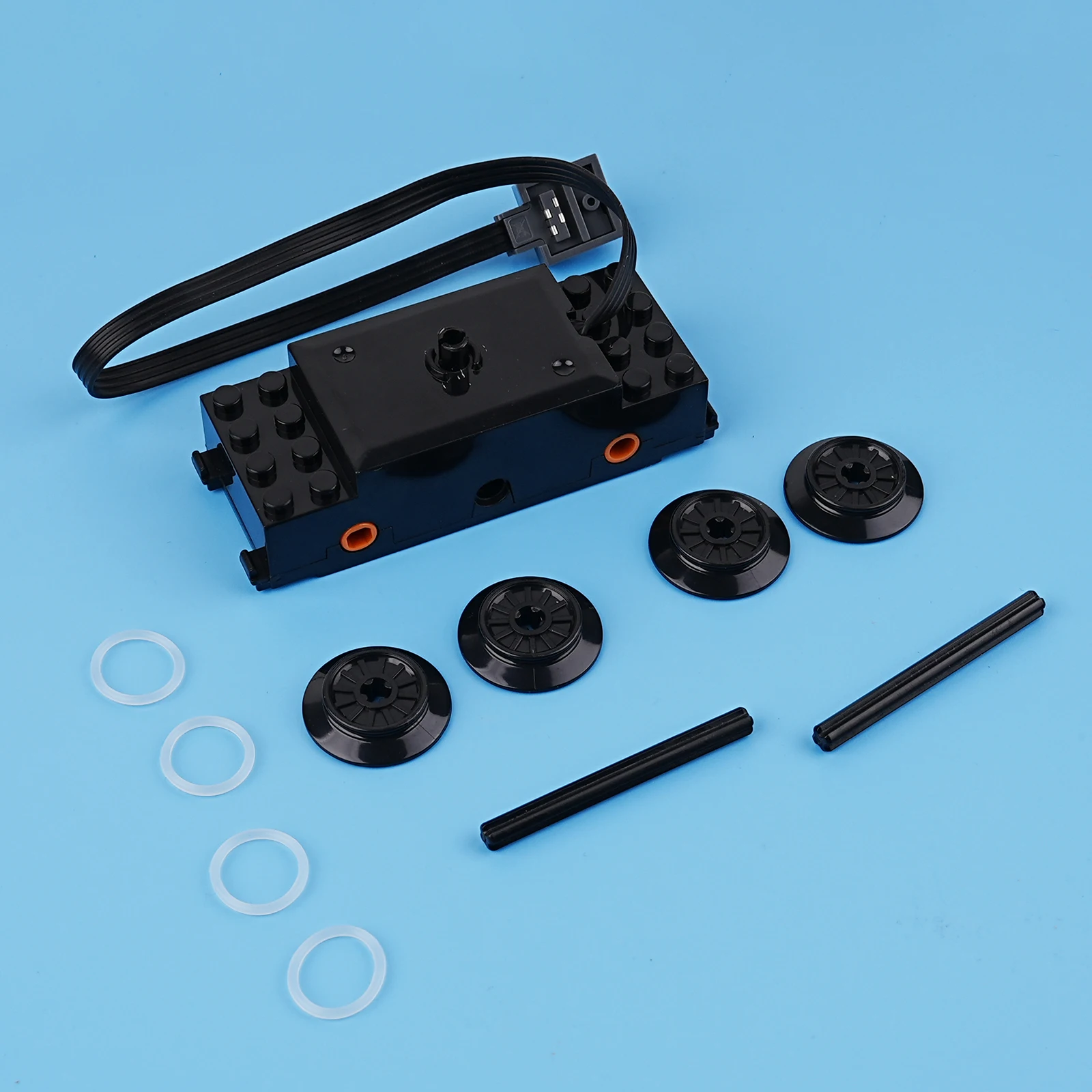 1/2/4 Piezas Motor de tren con ruedas y eje, Bloques de construcción 88002, Motor de potencia de alta velocidad para kit de rieles de tren MOC, Modificación de mejora de potencia