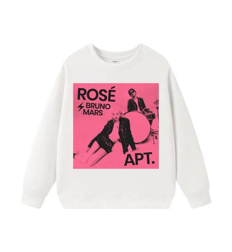 Fashion ROSÉ APT Korean Style Hooded Sweatshirt  Autumn Winter Hip Hop Rock Printed Cotton Streetwear for Men and Women Y2k USA