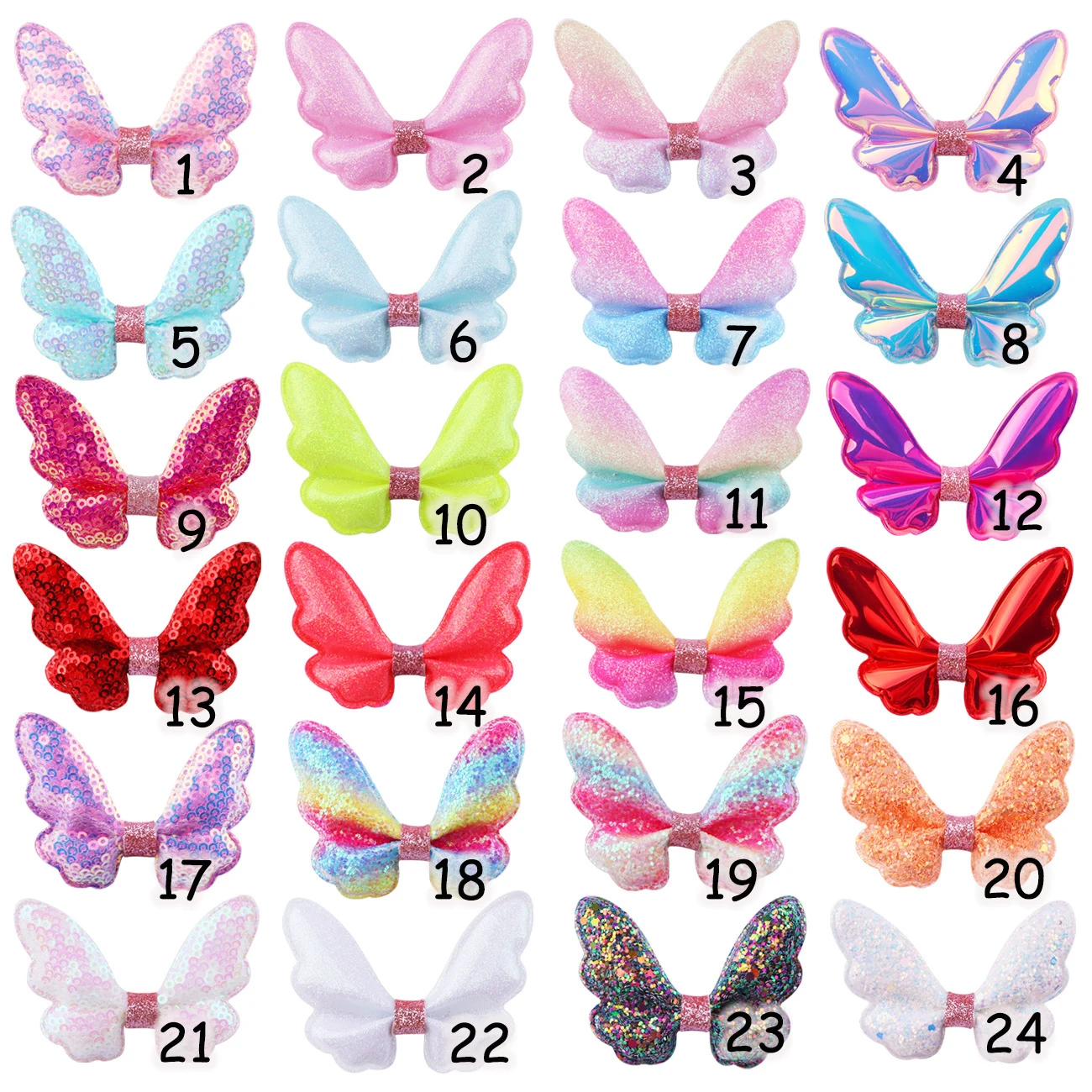 Glitter Mini Butterfly Hair Clips for Baby Girls Sparkly Colorful Hair Accessories Women Cute Small Tiny Clips Hair Accessories