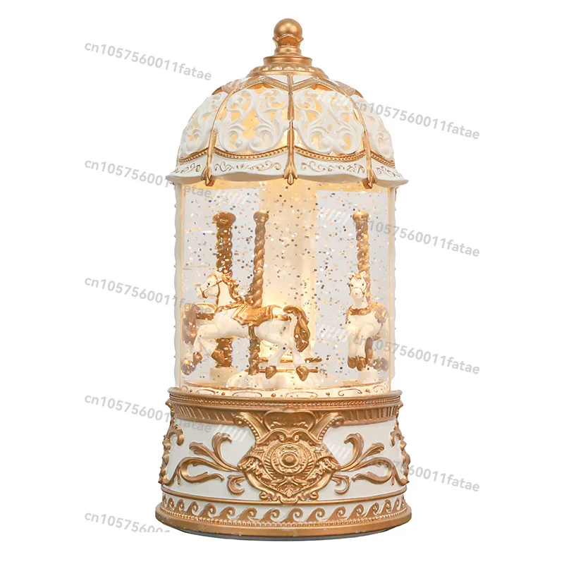 

Rotatable Snow Music Box Ornament Hollowed Out European Christmas Atmosphere Water Light